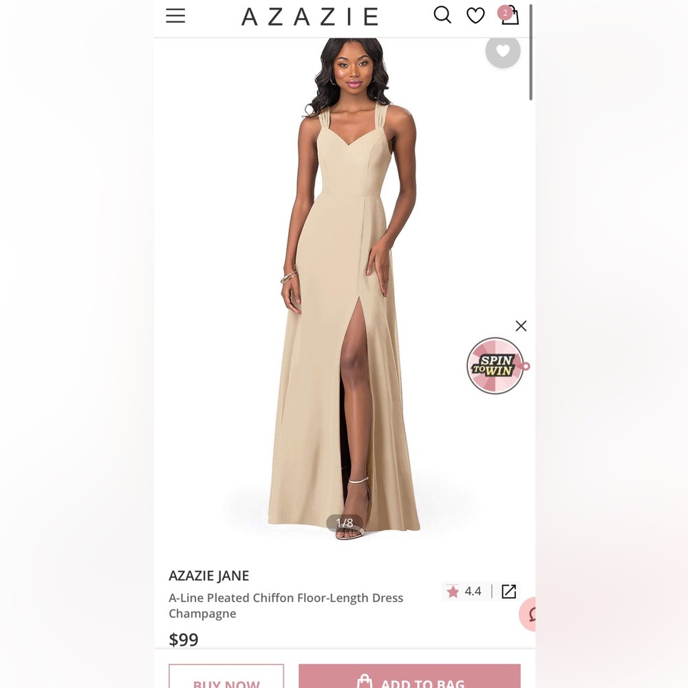 NWT Azazie Jane champagne bridesmaid dress.